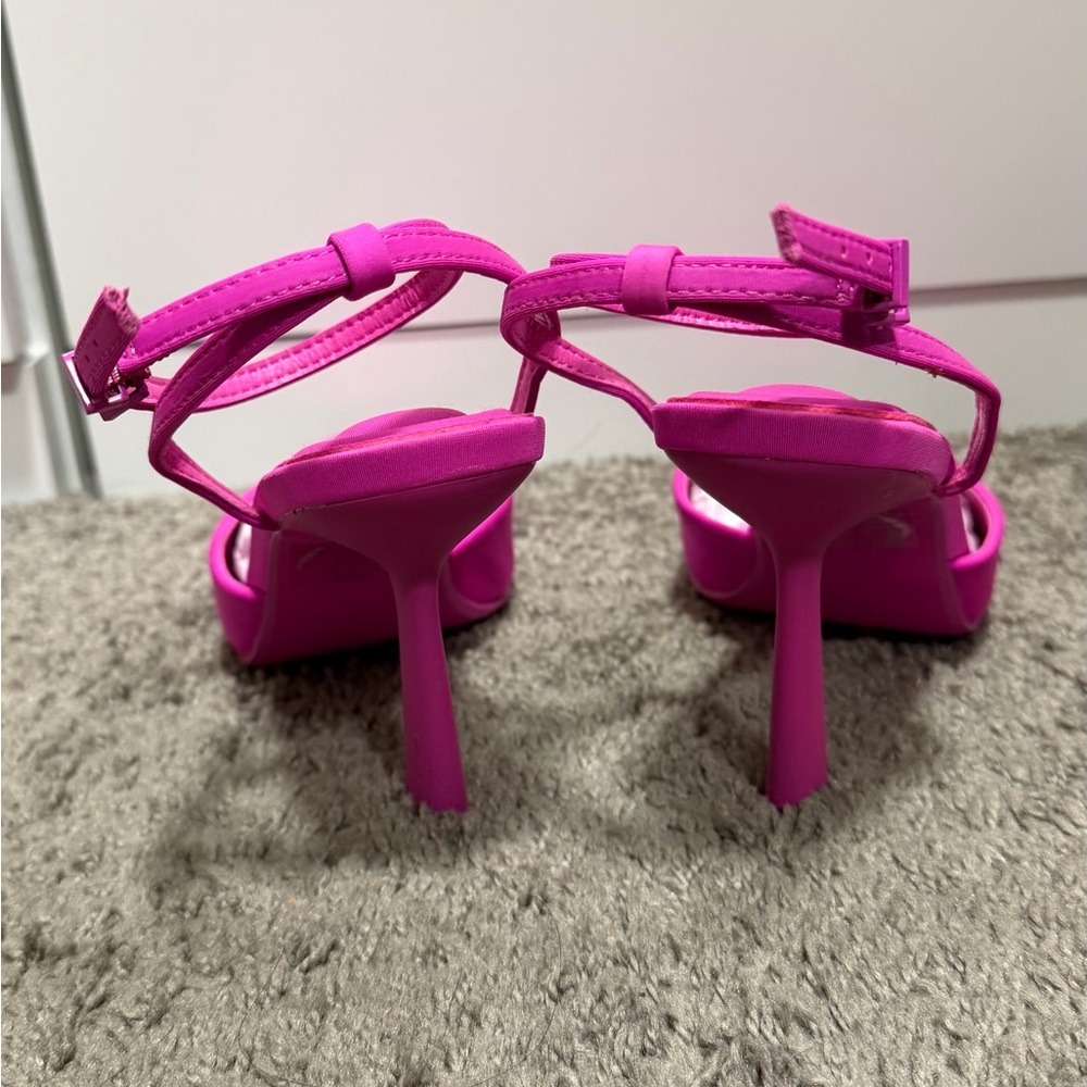 Steve Madden Hot Pink Pointed-Toe Ankle Strap Heels - Picture 3 of 4